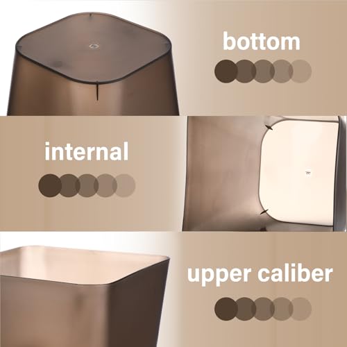 Image of Hoolerry 9 Pieces Garbage Can 2 Gallon Small Trash Cans Bulk Bathroom Trash Bin Plastic Wastebasket Square for Bedroom Slim Bathroom Trashcan Small Container for Kitchen Office Home(Brown)