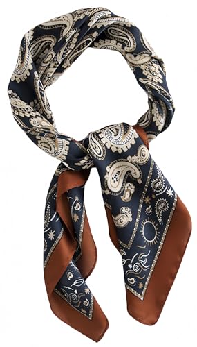 MINIDORA Satin Scarves for Women 27.5 × 27.5 inches Medium Square Elegant Silk Feeling Head Scarf