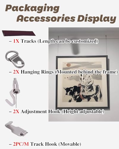 Sistema de rieles para exhibir fotos guía de pared para cuadros con cables de acero de 25cm 5
