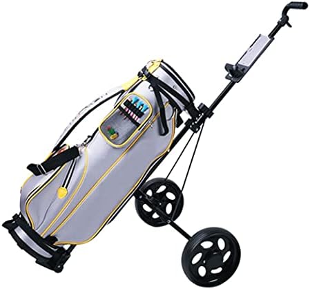 CCHH New Foldable 2 Removable Wheel – Push Pull Golf Cart/Cup Holder Trolley Swivel Steel Light – Strong Steel Frame Golf Cart with Ergonomic Handle for Clubs – Golf Courses – Outdoor Use