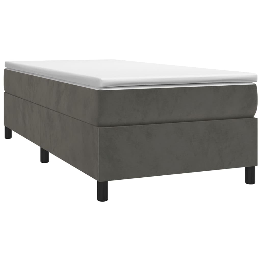 Samt Boxspringrahmen mit Stützbeinen und Sperrholzlatten Dunkelgrau 90x200