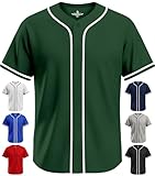 Exxact Sports Blank Baseball Jersey, Unisex Classic Button Down Softball Jersey for Men & Women, Comfortable for All-Day Wear - (Dark Green,AM)