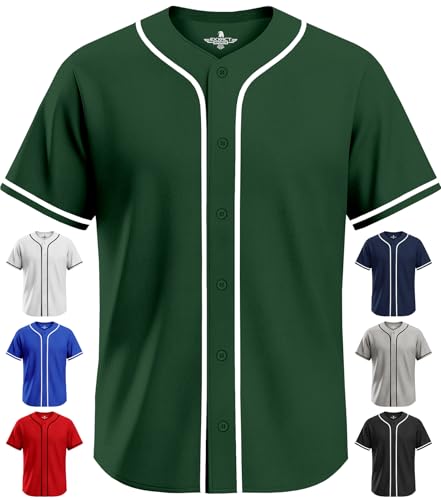 Exxact Sports Blank Baseball Jersey, Unisex Classic Button Down Softball