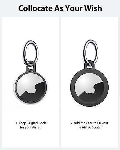 Image of Stouchi Air Tag Holder Key Ring with Soft TPU Case, Stainless Steel