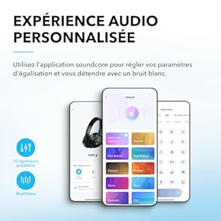 Soundcore Q20i Casque Bluetooth sans Fil reducteur de Bruit Hybride Active by Anker, Casque Over Ear, jusqu'à 40H d'autonomie en Mode ANC, Hi-Res Audio, Basses Profondes,Personnalisation Via App Noir