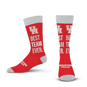 For Bare Feet NCAA HOUSTON COUGARS Best Team Ever Crew Sock Team Color OSFM