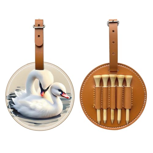Cute Little swan Brown Golf tee Storage Bag - Durable and wear-Resistant Golf Accessories