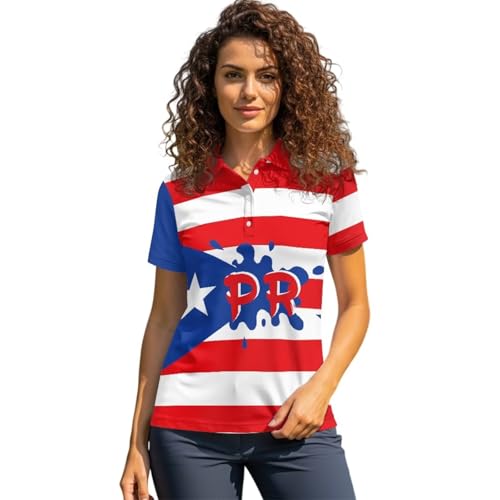 Womens Golf Clothes Short Sleeve Collared Tennis Shirts for Ladies 3 Button Pullover Running Outdoor Tops