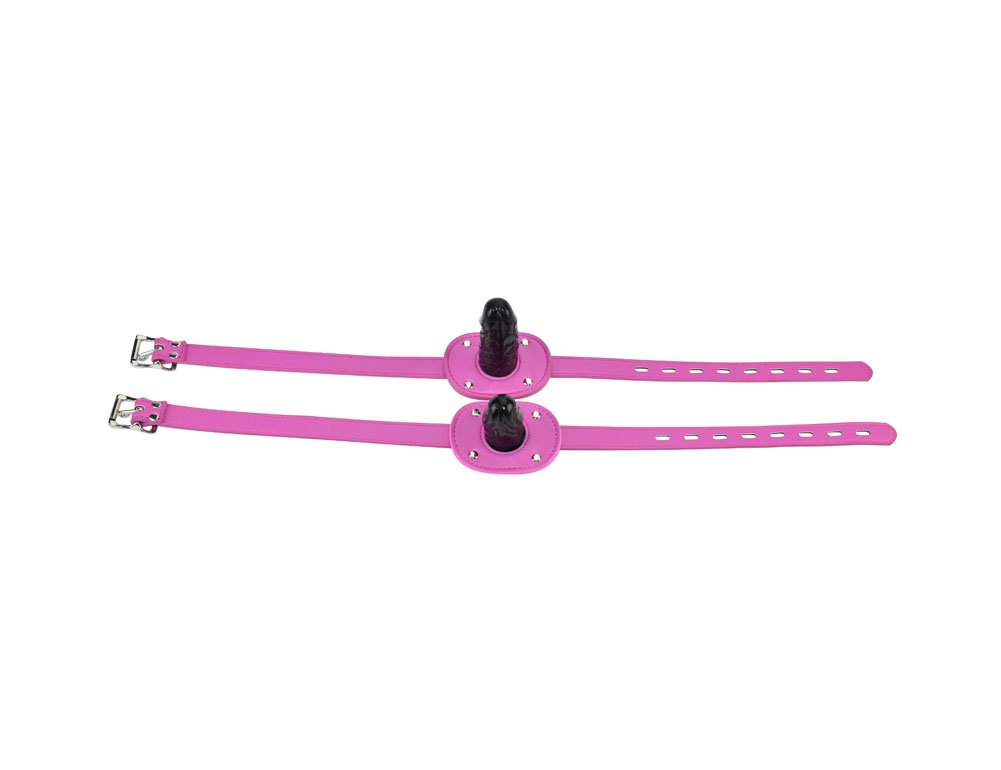 YiFeng Leather Lockable Ball Gag w/Lock Bondage Fetish Restraint Slave Roleplay Gimp 4 (Blue, Long): Short Hot Pink