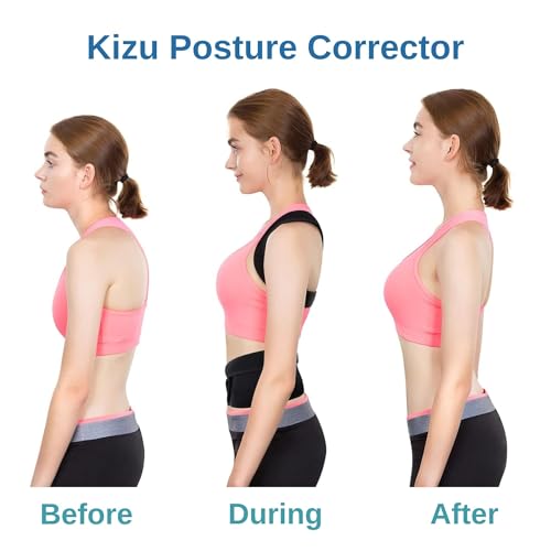 Kizu Spine Posture Corrector - Comfortable Upper Back Support, Adjustably Fits Men and Women