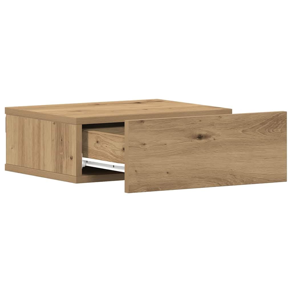 vidaXL Mesitas de Noche flotantes 2 uds Roble Artesanal 40x32x15cm