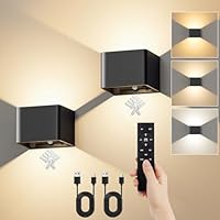 VIWAVE 2 Stück Akku Wandleuchte Innen mit Bewegungsmelder & Fernbedienung,3 Farben LED Wandleuchte Ohne Stromanschluss,Kabellose Wandlampe Innen Batterie mit Schalter,Wandlampe Akku Schwarz Dimmbar