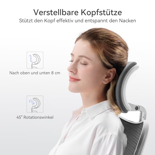 SIHOO M18 Ergonomischer Bürostuhl, Computer-Schreibtischstuhl mit Verstellbarer Kopfstütze und...