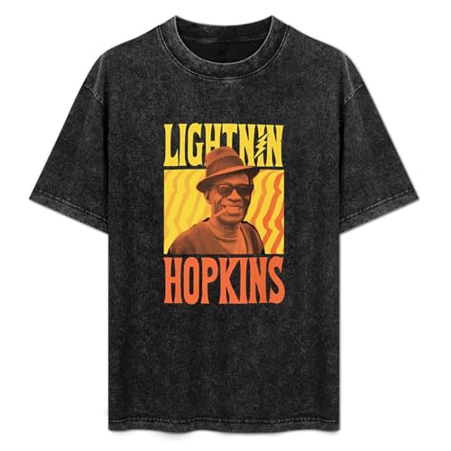 Photo de XIEAI Lightnin Hopkins Lighting Men's T-Shirt Graphic Unisex Black Top Shirt XL