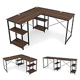 DEWEL パソコンデスク テレワーク L字/I字変換可能 二人用デスク 可動棚付【左右入替え可能】 幅130cm/幅210cm コーナーデスク pcデスク ゲーミングデスク I字タイプ/L字タイプ 棚5段階調整可能 傷・汚れ・熱に強いメラ