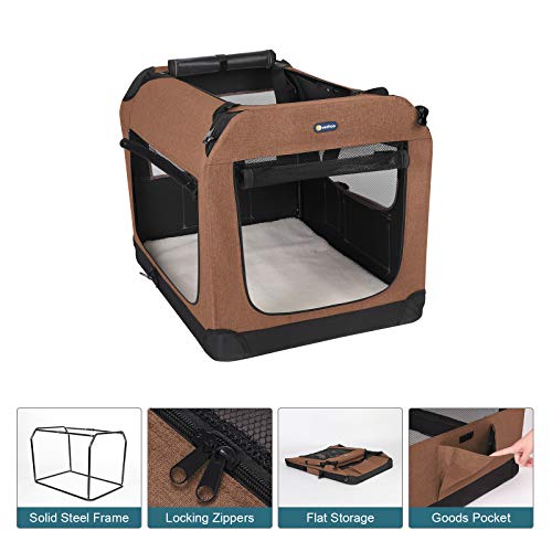 image for Veehoo Folding Soft Dog Crate, 3-Door Pet Kennel for Crate-Training Do