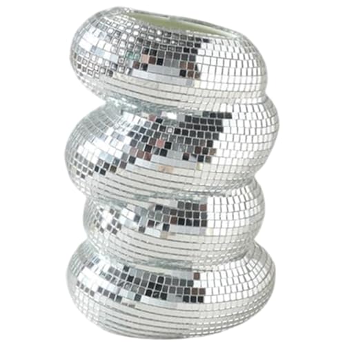 Disco Planter, Disco Ball Planter, 5, 9 x 3, 9 Pouces Vase en mosaïque réfléchissant en Spirale, Vase Miroir Unique pour la Maison, Le Bureau, la décoration de Table, la mosaïque