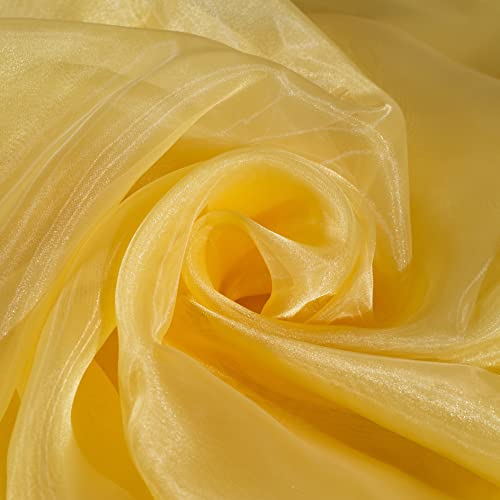 Fynite Organza Fabric - 1 Yard Long, 44' Wide, Bridal Solid Sheer Organza Bolt for Wedding Dress Fashion Craft Decorations - Gold