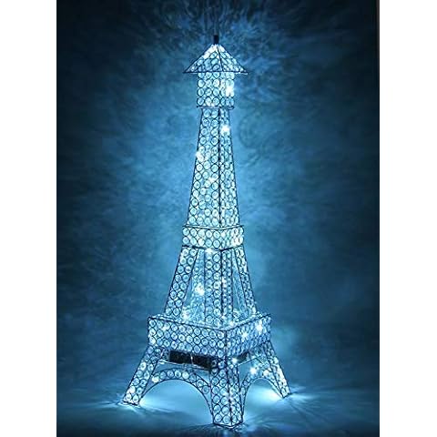 Silver Metal LED Crystal Jewel Diamante Encrusted Eiffel Tower Table Lamp Cover