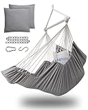 Miztli Hammock Chair Hanging Chair Swing with Foot Rest, Max 500 Lbs, Steel Spreader Bar with Anti-S
