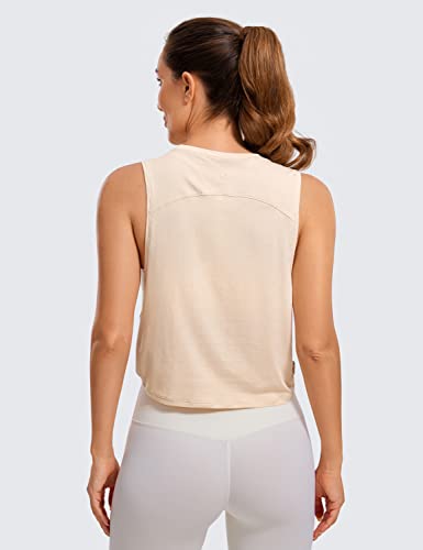 Image of CRZ YOGA Pima Cotton Dropped Armhole Tank | Workout, Naturally Soft, Loose Fit, Crop, Crewneck, Knotted Sides, Sleeveless Tops for Women