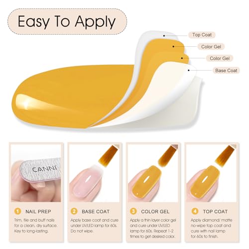 Image of CANNI 9ml Orangey Yellow Gel Nail Polish, High Gloss UV LED Soak Off Gel