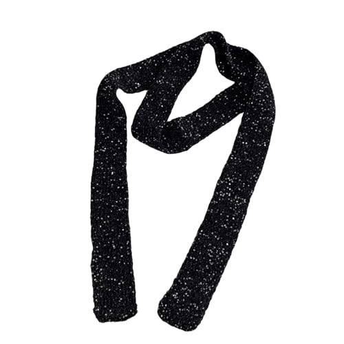 Sparkling Sequins Scarf for Female Girl 2000s Long Neck Scarf Spring Autumn Narrow Knitted Thin Scarf Japanese Neck Wrap
