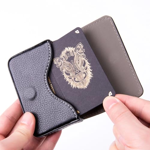 PU Leather Name Card Case Holder Business Card Case Pocket Credit Card Holder Wallet With Magnetic Shut(Black)2