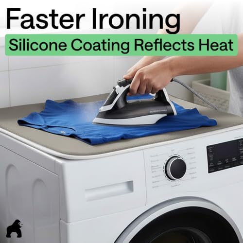 Image of Gorilla Grip Premium Ironing Pad, Magnetic Laundry Pad, 28 x 24 Inch, Heat and Scorch Resistant, Iron Board Mat for Table Top, Washer, Dryer, Durable Pads Great for Travel, Silver