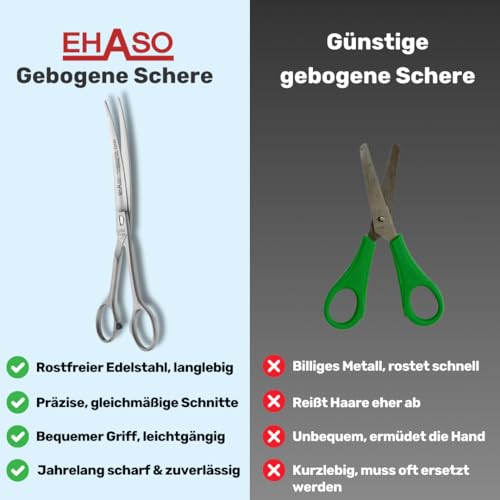 EHASO Gebogene Hundeschere Rostfrei, 18cm matt