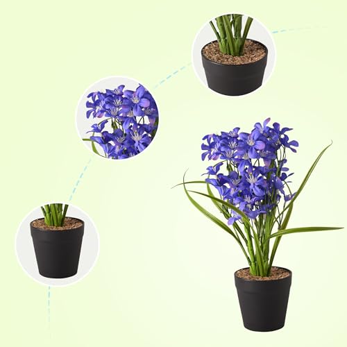 Kuber Industries Artificial Plant|Plants for Office Desk|Natural Looking Flower Plants|Decoration Artificial Flowers Pot|Plants Pot for Home|Two Forked Spring Jasmine Bonsai with Leaves|Multicolor - Image 6