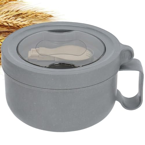 Image of 28 oz Soup Bowl with Handles, Microwave Ramen Bowl with Lid for Soup and Instant Noodles,Oatmeal, Gumbo, Salad,BPA Free (Rock Grey)