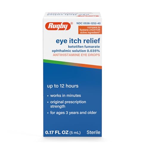 Rugby Eye Itch Relief, Antihistamine Drops, Up to 12 Hours of Relief, Original Prescription Strength Eye Drops 0.17 Fl Oz