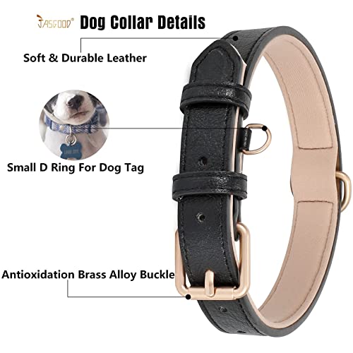 Leather Dog Collar Adjustable Soft Leather Padded Collar Heavy Duty for Small Medium Large Size Dogs with Alloy Buckle(Black,M) - Image 4