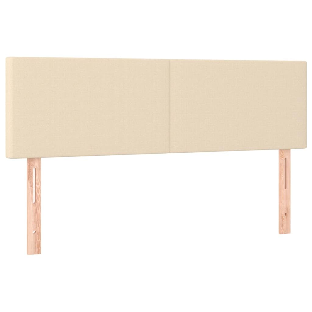 Tkanina z regulowanym zagłówkiem łóżko kontynentalne kremowe 140x200 cm | Łóżko kontynentalne z materacem 140x200 cm kremowe tkanina z regulowanym zagłówkiem sprężyny kieszeniowe
