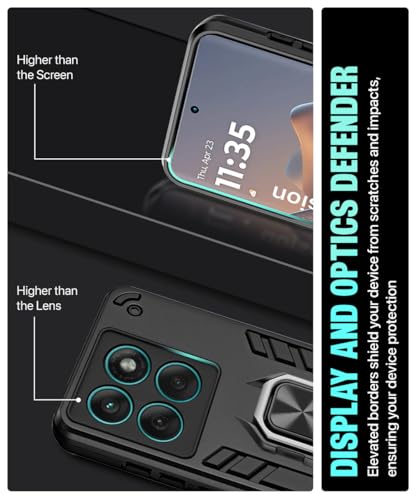 Image of WOW IMAGINE Shock Proof Back Case Mobile Cover for Motorola Moto Edge 60 Fusion | Back Cover Case (Tough Armor | Hybrid PC + TPU | Ring Holder & in-Built Kickstand | Black)