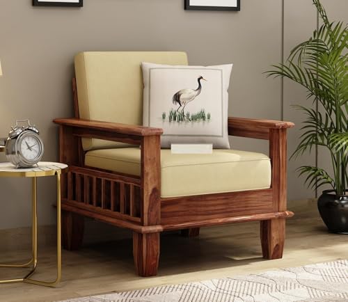 Image of Sheesham Wood 5 Seater Sofa Set for Home Living Room Office || 3+1+1 Solid Wood Sofa Sets Wooden Sofa Sets 5 Seater (Honey Finish)