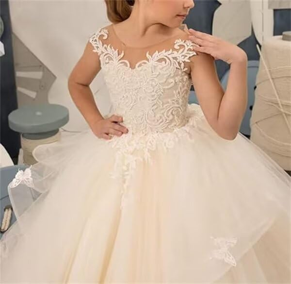 Flower Girl Dresses for Wedding Ruffled First Communion Dress Tulle Pageant Dress for Girls4