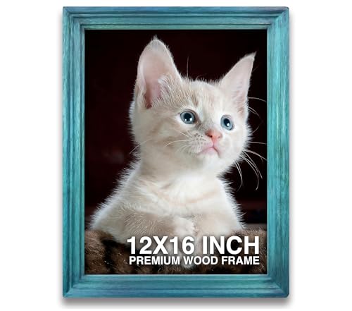 Image of Photo Frame 16 inch x 12 inch | Hanging Photo Frames | mini Photo Frame | Blue Wooden Frame for Wall | Modern Wall Decoration (12x16 inch, Blue)