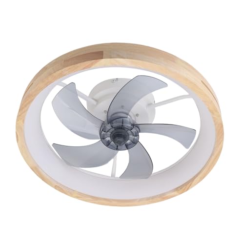 Vvikizy Ventilador de Techo LED con Luz, Control Remoto, 6 Velocidades, Atenuación Continua, Adornos de Madera, Diseño Moderno, Motor Reversible Silencioso, para Sala de Estar y D