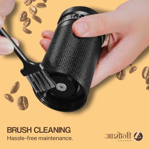 Image of AAshonee PrimeGrind Manual Coffee Grinder with 49 Adjustable Settings, Stainless Steel Burr, Aluminum Body