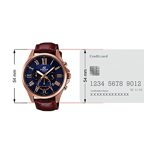 Casio Edifice EFV-500GL-2AVUDF Blue Analog Dial Brown Leather Band Men's Watch Chronograph 100M Water Resistant EX347 - Image 6