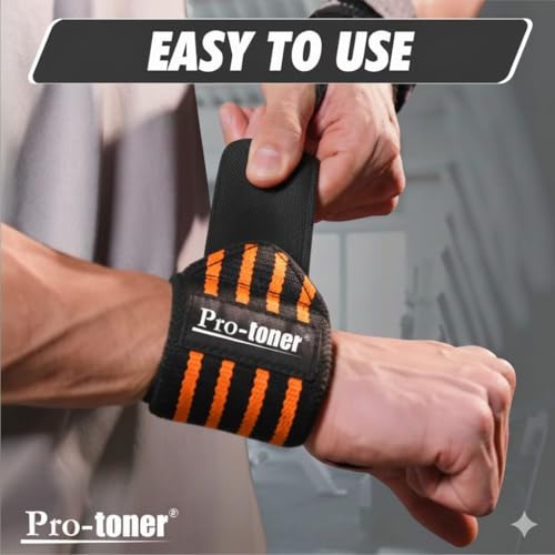 Image of Pro-toner Multipurpose Wrist Support Strap, Adjustable Weightlifting Wrist Wrap for Gym Training (Black Orange)