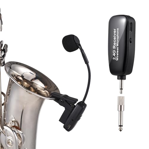 【Basso consumo energetico e Plug and Play】: questo microfono per sassofono wireless da 2,4G è progettato con basso consumo energetico, consentendo di utilizzare più giochi contemporaneamente senza alcuna interferenza. È plug and play, che lo rende facile da usare e conveniente per tutti gli utenti.