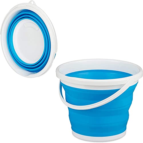 CABLEPELADO Cubo de plastico Plegable, Balde Plegable, Cubeta Plegable, Recipiente Plegable, Capacidad 10 litros con 35 cm de diámetro, 5 cm de Altura Plegado y 26 cm de Altura desplegado