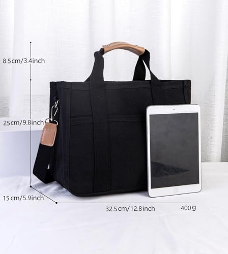 Bolso Tote de Lona Multi-bolsillos para Mujer miniatura 5