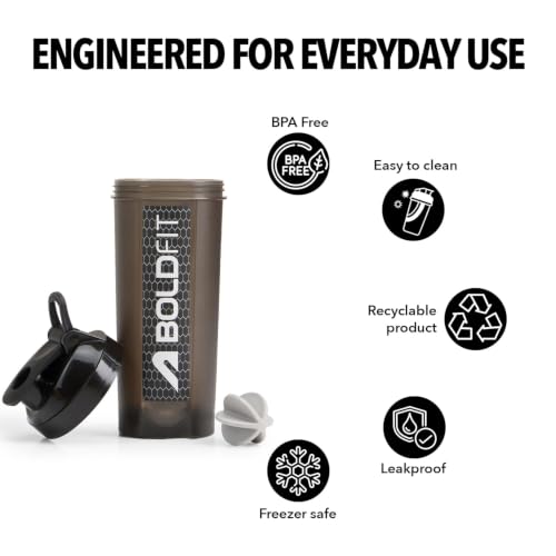 Image of Boldfit Gym Typhoon Shaker Bottle 100% Leakproof Guarantee Sipper Bottle Ideal For Proteins, Pre-Workout And BCAAS, BPA Free Material - Classic Black 700ml