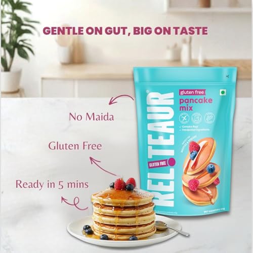 Image of Reliteaur Foods Gluten Free Pancake Mix (1KG) | No Maida | Ragi, Rice & Bengal Gram | For Waffles And Pancakes |AOECS Certified | No Allergen | Quick And Easy (Pack Of 2)