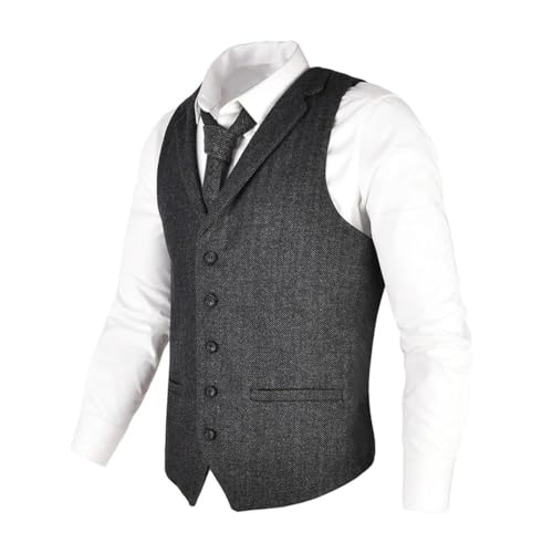 Men's Waistcoat Tweed Wool Blend Suit Vest Tailored Collar Dress Vests2