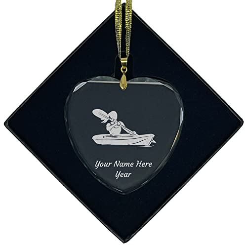 LaserGram Personalized Glass Kayak Woman Ornament